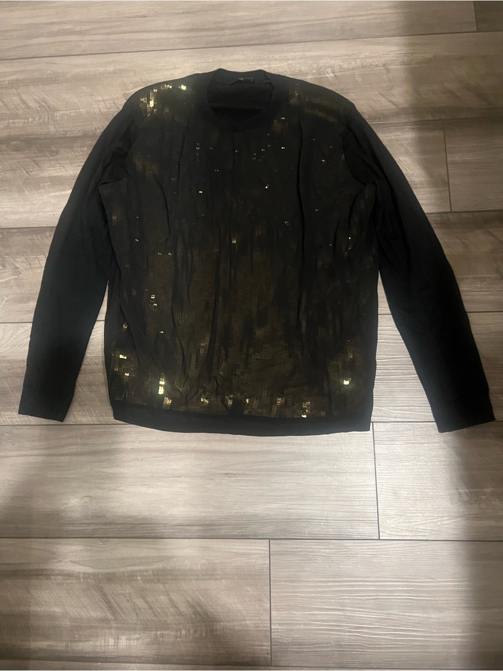 Black Sweater with Gold Sequin Detail - women